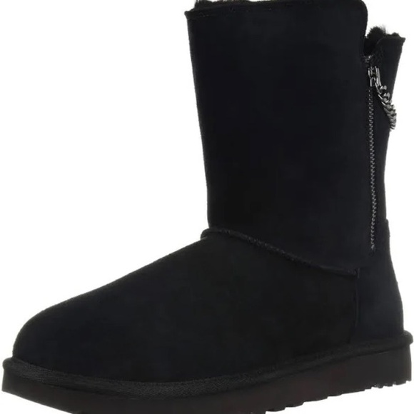 UGG Black Classic Short Sparkle Chain Zip Boots - Picture 3 of 11